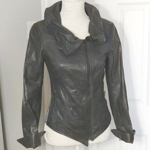 🇨🇦Leather jacket grey/blue fitted 2XS Danier